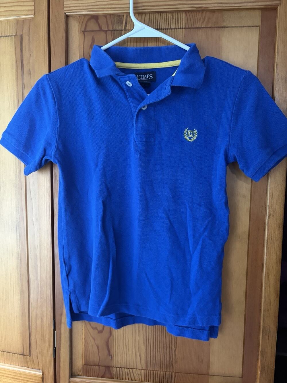 Boys Chaps Blue Polo Shirt Size Small (8)